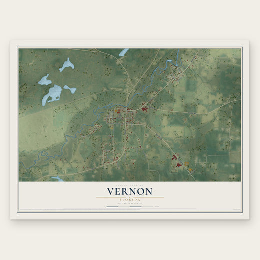 Vernon, Florida map print, the full design