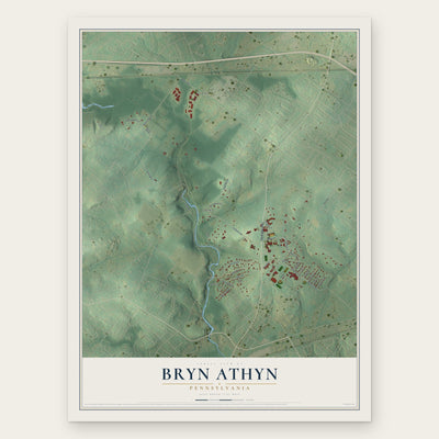 Bryn Athyn, Pennsylvania map print, the full design