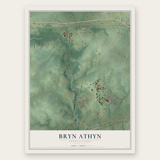 Bryn Athyn, Pennsylvania map print, the full design