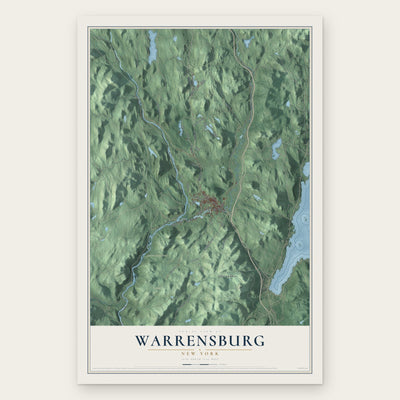 Warrensburg, New York map print, the full design