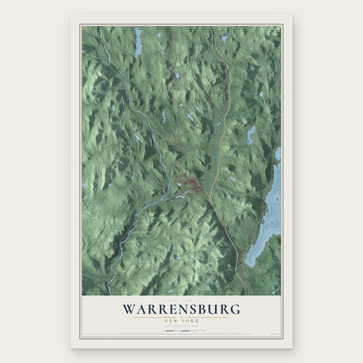 Warrensburg, New York map print, the full design