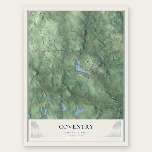 Coventry, Connecticut map print, the full design