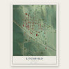 Litchfield, Nebraska map print, the full design