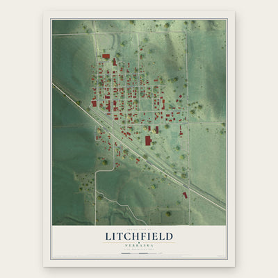 Litchfield, Nebraska map print, the full design