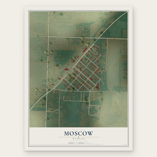 Moscow, Kansas map print, the full design