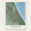 Highland Park, Illinois map print, the full design