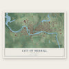 Merrill, Wisconsin map print, the full design
