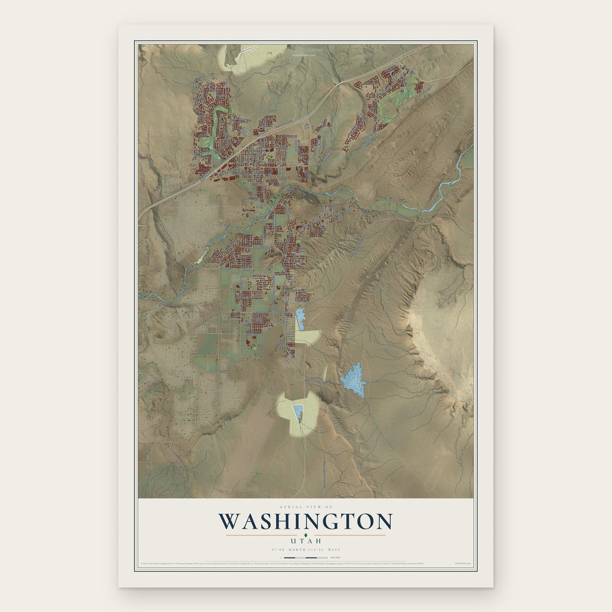Washington, Utah map print, the full design