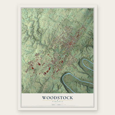 Woodstock, Virginia map print, the full design