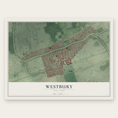 Westbury, New York map print, the full design