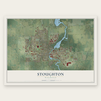 Stoughton, Wisconsin map print, the full design