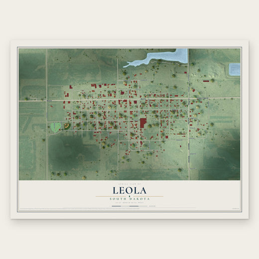 Leola, South Dakota map print, the full design