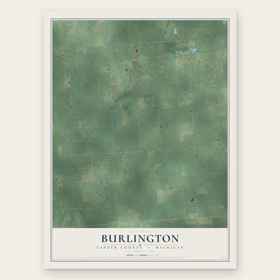 Burlington, Lapeer County, Michigan map print, the full design