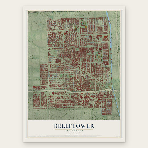 Bellflower, California map print, the full design