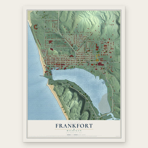 Frankfort, Michigan map print, the full design