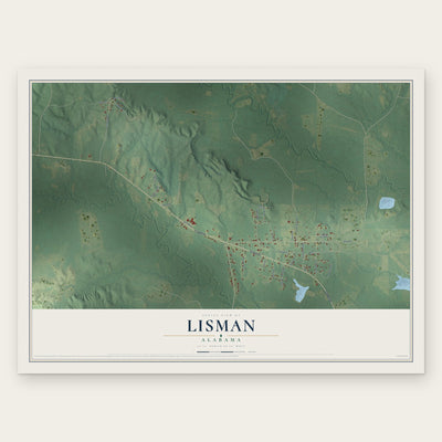 Lisman, Alabama map print, the full design