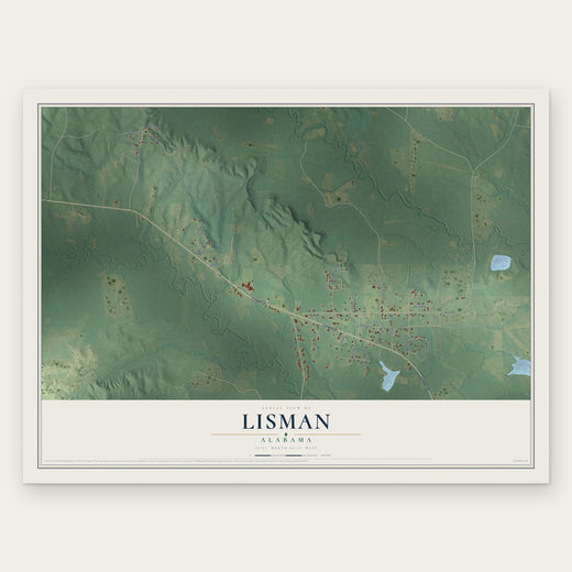 Lisman, Alabama map print, the full design