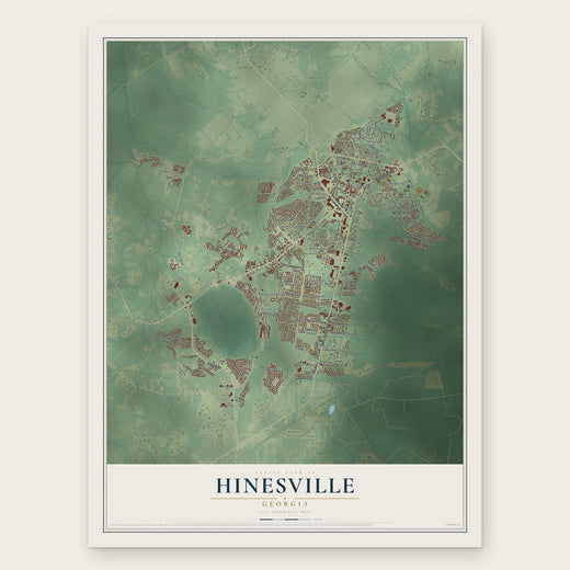 Hinesville, Georgia map print, the full design