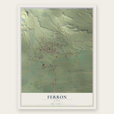 Ferron, Utah map print, the full design