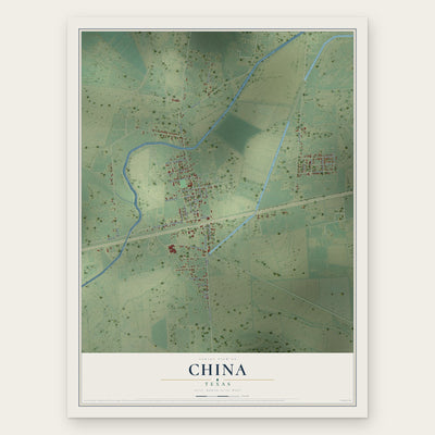 China, Texas map print, the full design