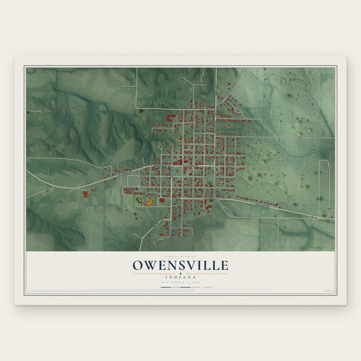 Owensville, Indiana map print, the full design