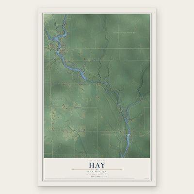 Hay, Michigan map print, the full design
