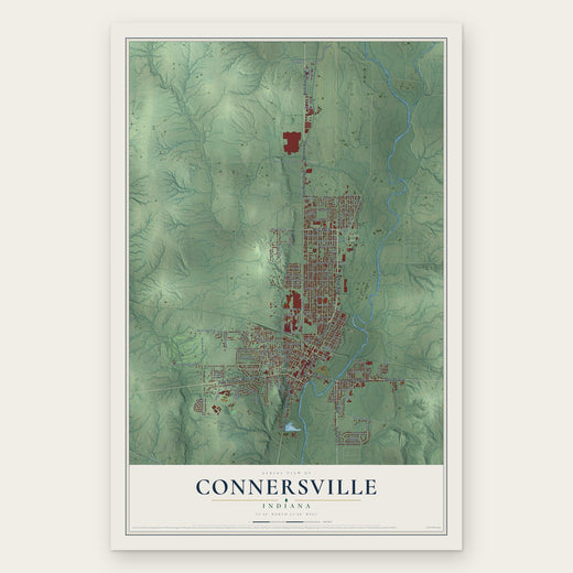 Connersville, Indiana map print, the full design