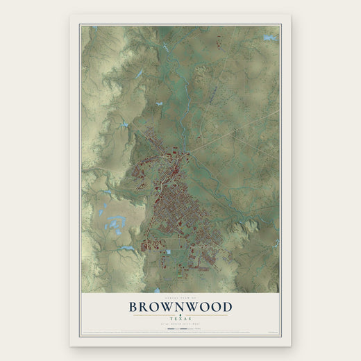 Brownwood, Texas map print, the full design