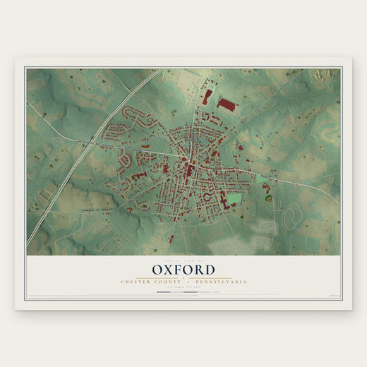 Oxford, Chester County, Pennsylvania map print, the full design
