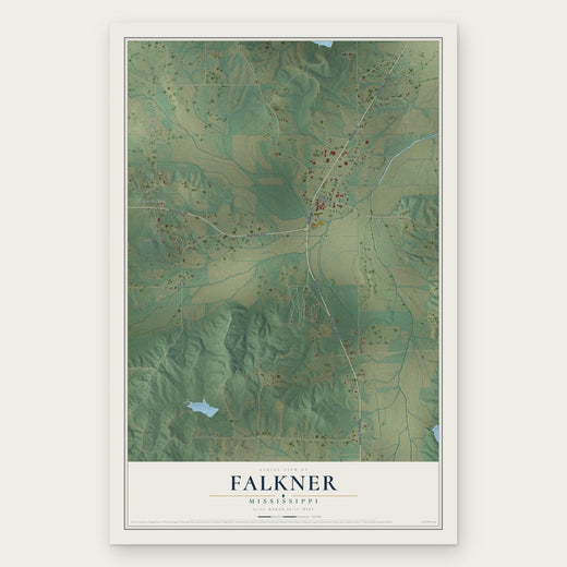 Falkner, Mississippi map print, the full design
