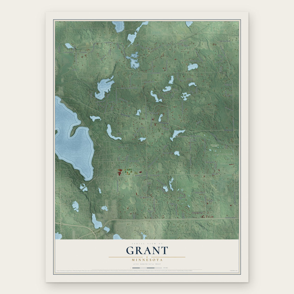 Grant, Minnesota map print, the full design