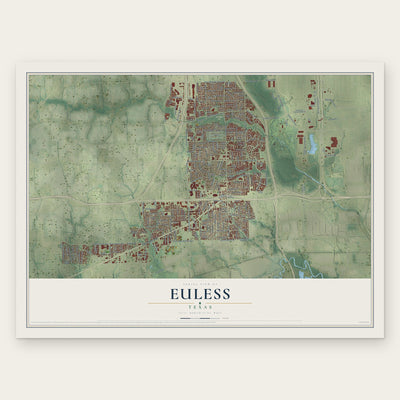 Euless, Texas map print, the full design