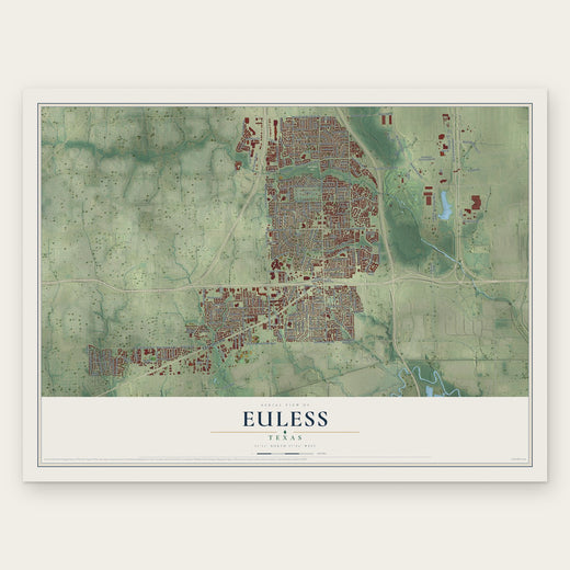 Euless, Texas map print, the full design