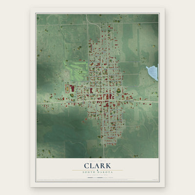 Clark, South Dakota map print, the full design