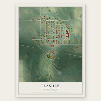 Flasher, North Dakota map print, the full design