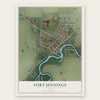 Fort Jennings, Ohio map print, the full design