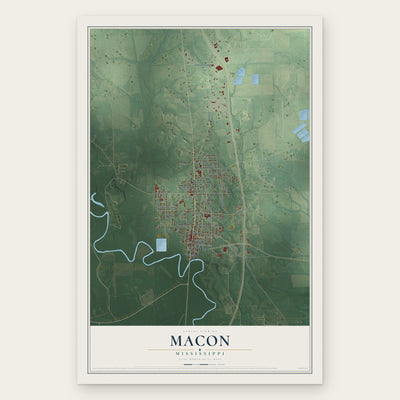 Macon, Mississippi map print, the full design