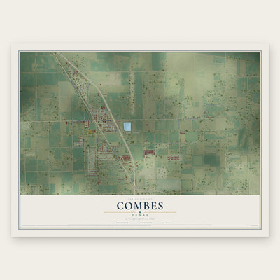 Combes, Texas map print, the full design