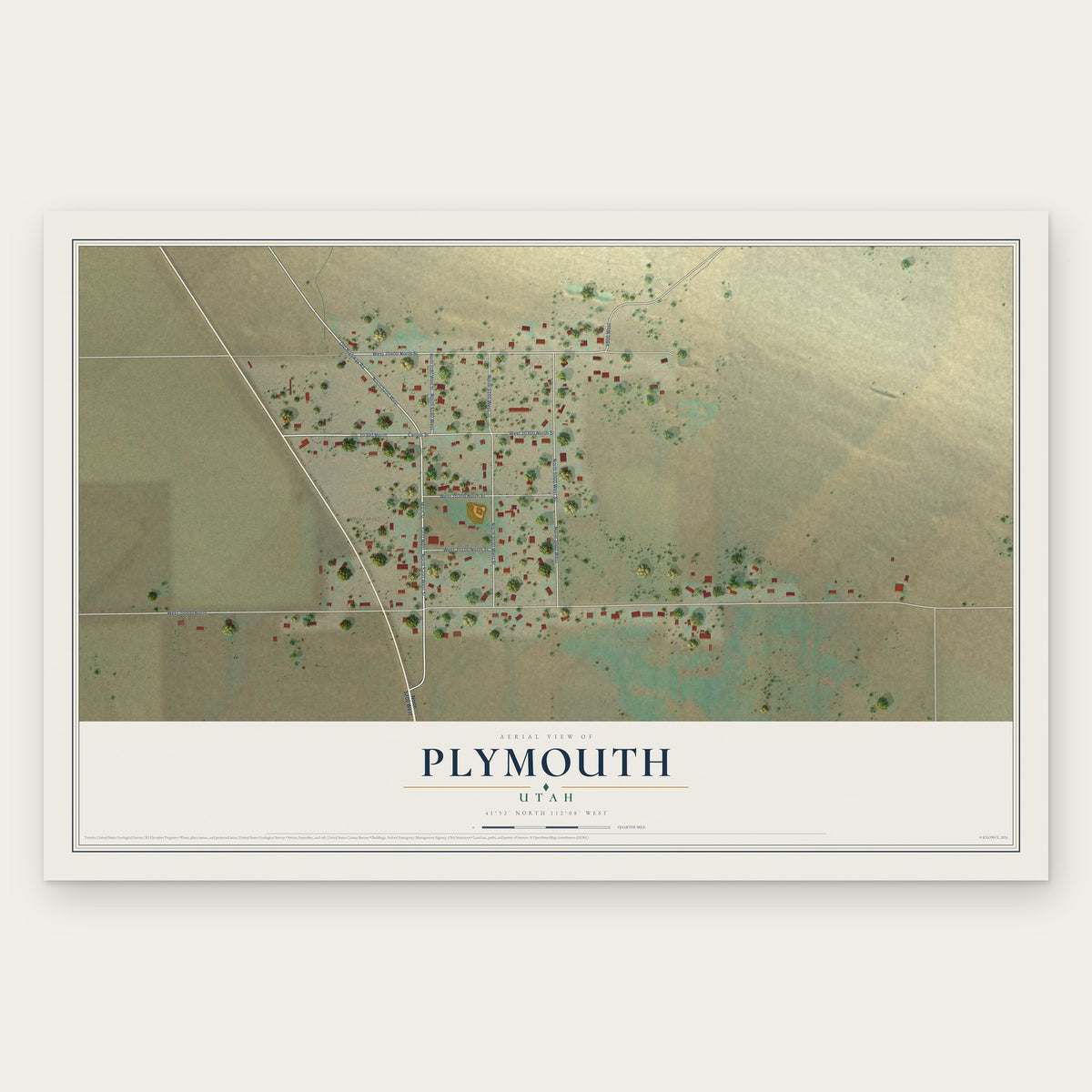 Plymouth, Utah map print, the full design
