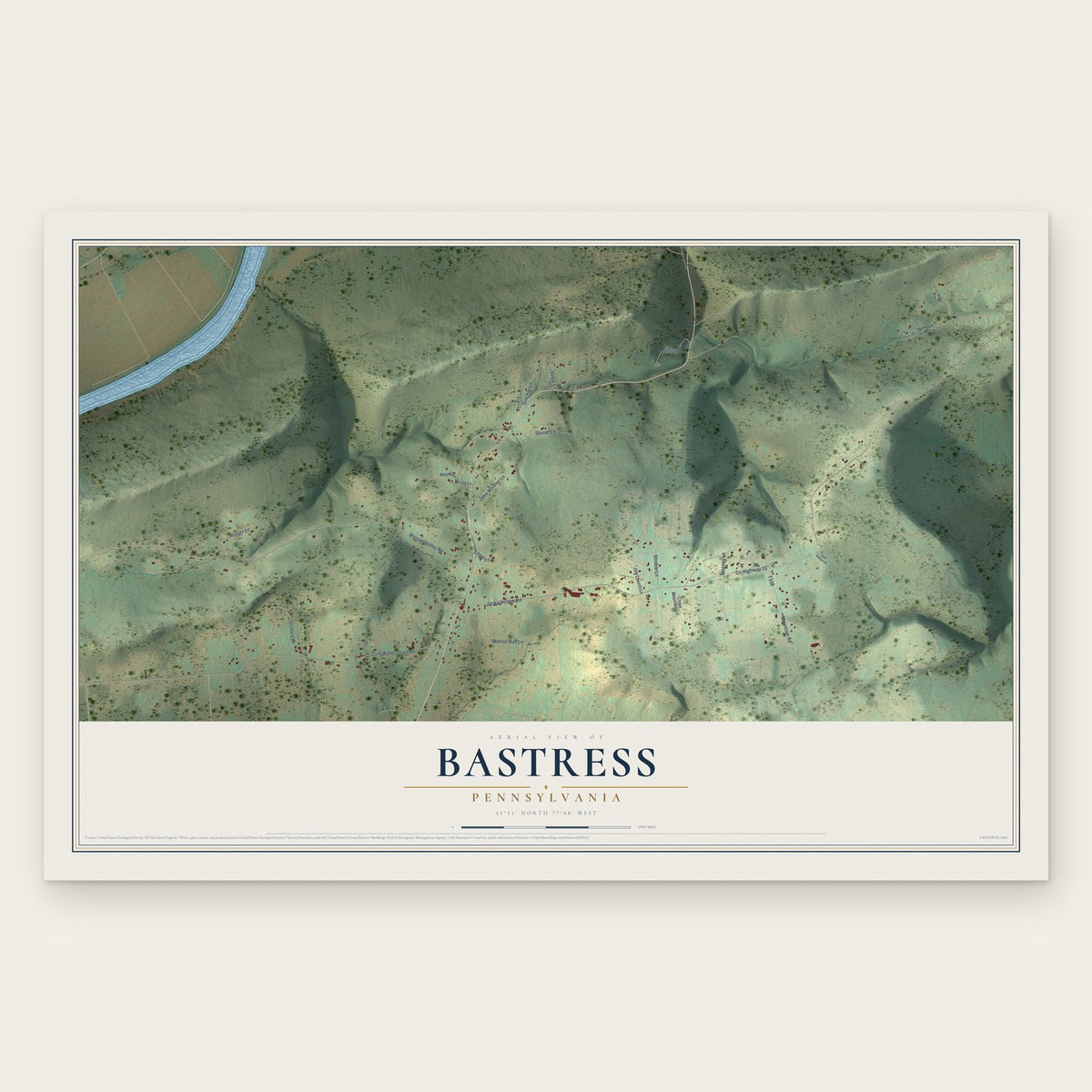 Bastress, Pennsylvania map print, the full design