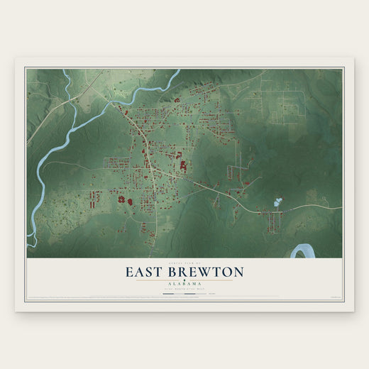 East Brewton, Alabama map print, the full design