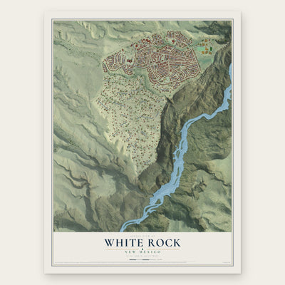 White Rock, New Mexico map print, the full design