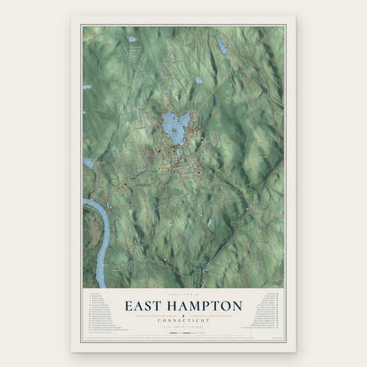 East Hampton, Connecticut map print, the full design
