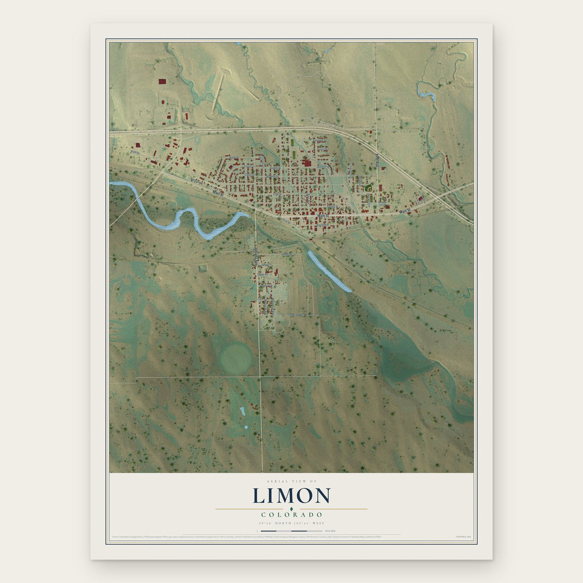 Limon, Colorado map print, the full design