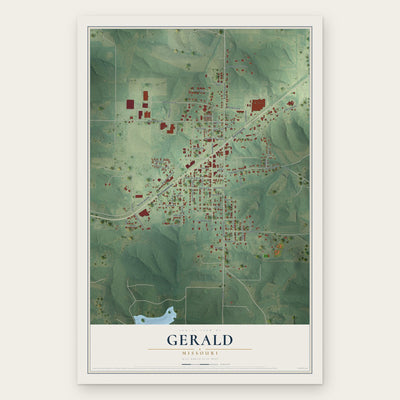 Gerald, Missouri map print, the full design
