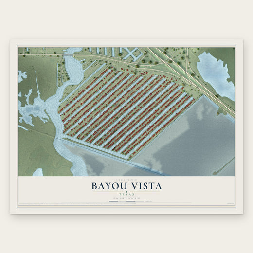 Bayou Vista, Texas map print, the full design