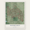Hickory Hills, Illinois map print, the full design