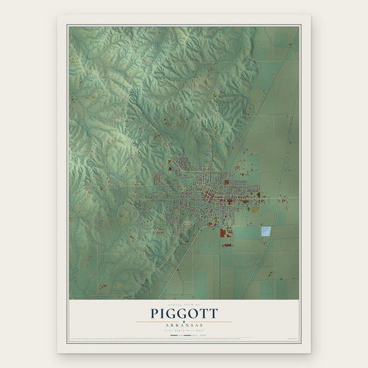 Piggott, Arkansas map print, the full design