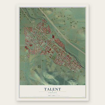 Talent, Oregon map print, the full design
