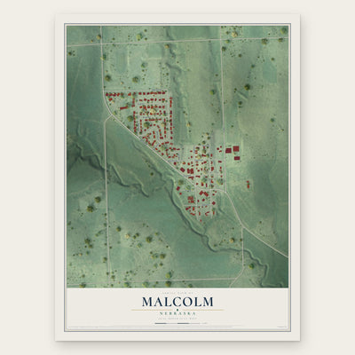 Malcolm, Nebraska map print, the full design